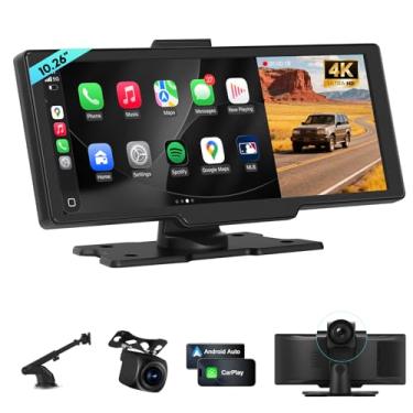 Imagem de Tela veicular sem fio de 10,26 polegadas com câmera veicular e câmera reserva 1080p, receptores de áudio de carro portáteis com Carplay e Android Auto, navegação GPS para caminhão, trailer, trailer