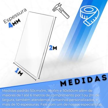 Imagem de Chapa Placa Policarbonato Compacto Cristal 4mm 100x200cm Proteção Proteção UV Folha Pergolado 2 metros por 1 metro Proteção Máquinas Decoração Segurança Anti Impacto 1000x2000mm | 2x1 | 1,0m x 2,0m