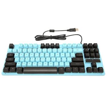 Imagem de RiToEasysports Teclado de LED Ergonômico 87 Teclas: Design de Gravação para Líderes Aparedados Apertados (Preto azul)