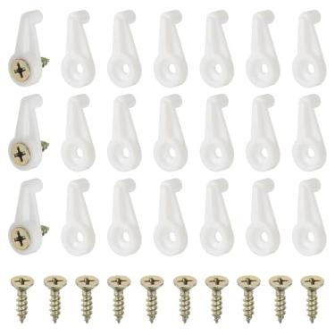 Imagem de PATIKIL Clipes de suporte de retentor de espelho de vidro, 60 peças 5/32" (4 mm) Clipes de fixação de vidro para porta de armário com parafusos para fixação de portas de espelho, branco
