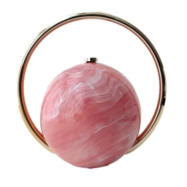 Imagem de Bolsa feminina com bola de mármore para noite, bolsas elegantes e luxuosas, para festas, férias, casamentos, rosa, Casual