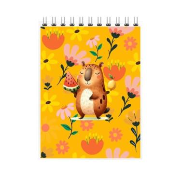 Imagem de Caderno Espiral com Ilustração de Urso com Frutas, Flores Coloridas, Design Infantil, Volta às Aulas 2026 (1, Amarelo)