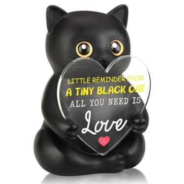 Imagem de FTONENI Decoração de mesa de incentivo de gato preto, tudo o que você precisa é presente de apreciação de amor para colega de trabalho, professor, enfermeira, amigo, estatueta de escritório positiva