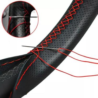 Imagem de Capa Para Volante de Carro em Couro Revestimento Costurada (Bege)