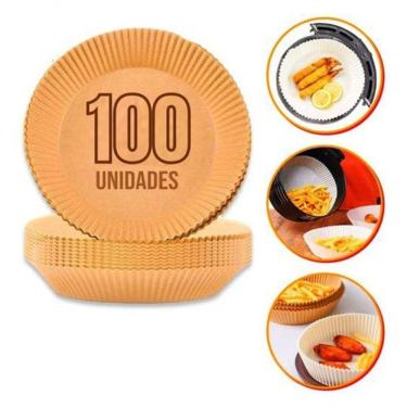 Imagem de Forro De Papel 100 Unidades Tapete Forma Kit Airfryer Microondas Forno