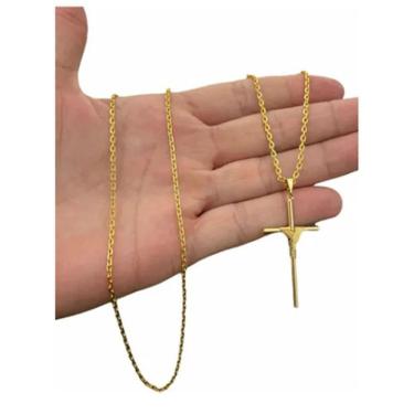 Imagem de Corrente Cadeado 1mm Banhado A Ouro 18k De Moeda Antiga