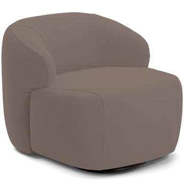 Imagem de Poltrona Decorativa Orgânica Giratória Para Sala Living Barolo L06 Veludo Marrom - Lyam Decor