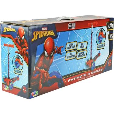 Imagem de Patinete Homem Aranha 3 Rodas Com Led 45Kg Bbr