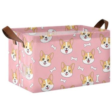 Imagem de Caixotes de armazenamento de brinquedos rosa fofos com alças, caixas dobráveis para organização de sala de jogos e armazenamento 17 x 29 x 25 cm, 1 pacote