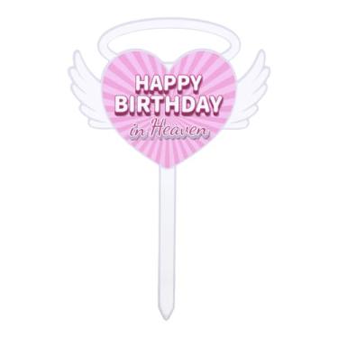 Imagem de Happy Heavenly Birthday Cemitery Decorations, Metal Memorial Grave Marker Stake Memorial Garden Stake for Human Graves Garden Yard Outdoor Decoration
