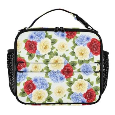 Imagem de Joisal Lancheira floral de flores florescendo rosas para mulheres, meninas, lancheira masculina e infantil, lancheira para trabalho, bolsa térmica para meninos