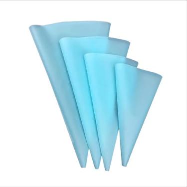 Imagem de Pacote com 4 sacos de confeitar de silicone, sacos de confeitar reutilizáveis de 25/12/40.6 cm para decoração de bolos, acessórios de panificação para biscoitos e cremes, azul