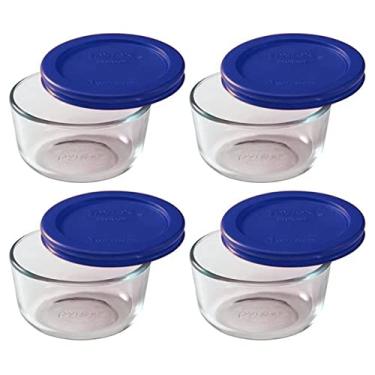 Imagem de Pyrex Tigela de vidro 7202 para 1 xícara e tampa azul Cadet 7202-PC (pacote com 4) - Feito nos EUA