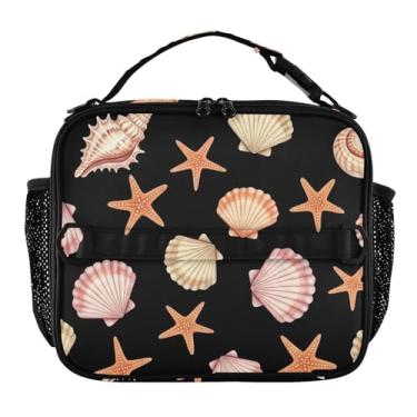 Imagem de Joisal Lancheira colorida em aquarela com estrela do mar para mulheres, meninas, lancheira, personalizada, infantil, masculina, lancheira para trabalho, bolsa térmica macia para meninos