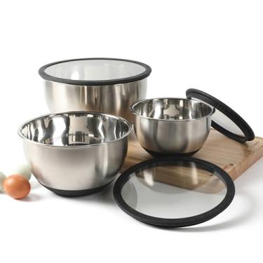 Imagem de Calphalon Conjunto de 3 tigelas Orbit com tampas de vidro e base antiderrapante de silicone