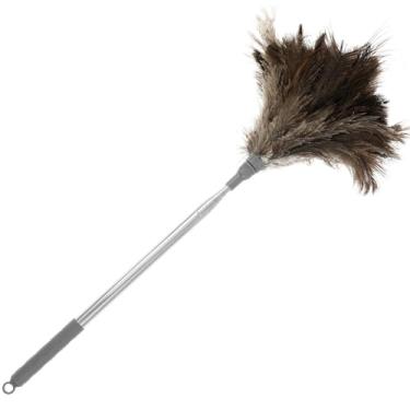 Imagem de KHZSPP Espanador de penas de avestruz, espanador de penas macio telescópico leve de 17 a 59 polegadas com alça antiderrapante para ventiladores de limpeza doméstica Lustres de teto alto persianas