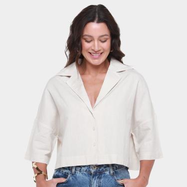 Imagem de Camisa Cropped Animal Jeans Ampla Feminina-Feminino