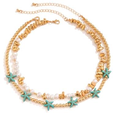 Imagem de Colar boêmio feminino de couro marrom com concha prateada vintage/estrela do mar/concha do mar/pingente de pérola, feito à mão, praia, férias, concerto, declaração, vaqueira, boêmio, colar, One Size