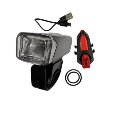 Imagem de Farol Lanterna para Bike Sinalizador Dianteiro e Traseiro Recarregável USB, Preto