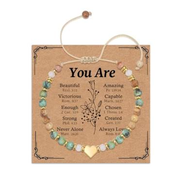 Imagem de Dlihc Pulseira de coração dourada para mulheres, delicada pulseira de pedras preciosas, presente de aniversário, dia dos namorados, Páscoa, presente para filha, neta, melhor amiga