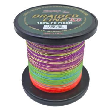 Imagem de MASTERPRO Linha líder de pesca de fibra 100% PE, 1000 jardas, colorida, superlinha de diâmetro fino 11,3 kg 13,6 kg 18 kg 22,7 kg 36,3 kg 45,4 kg quase zero stretch 8 fios trançado corda forte (0,25