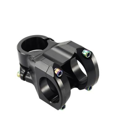 Imagem de Mesa de guidão para bicicleta, 28,6 x 31,8 mm de diâmetro, 50 mm de comprimento, ângulo de 0° - Para bicicletas de montanha e estrada, com acabamento espelhado prateado.(Black)