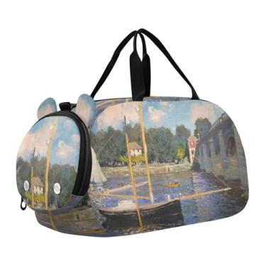 Imagem de Auguste Renoir Bolsa de viagem para meninas, pintura de piano, bolsa de viagem para crianças, bolsa de viagem para meninos, academia, bagagem infantil, Estampa Pont Argenteuil Claude Monet, Clássico