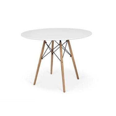 Imagem de Mesa Eiffel Branca 80cm Madeira  Ideal para Cozinha, Sala de Jantar ou