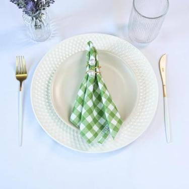 Imagem de Kit 10 Guardanapos Piquenique 35x35cm Microfibra Xadrez verde