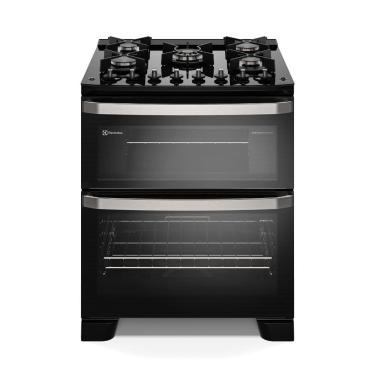 Imagem de Fogão 5 bocas Electrolux Preto Experience Mesa de Vidro, 2 Fornos e PerfectCook360 (FE5DB)