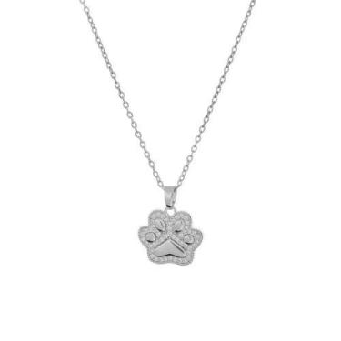 Imagem de Colar simples com pingente de pata de animal de estimação fofo para mulheres, joia minimalista, pingente de zircônia cúbica, gargantilha de aço inoxidável, corrente de elos ajustáveis, presentes de