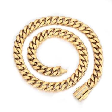 Imagem de Colar de ouro maciço 18K masculino cruz cubana corrente moissanite acessórios de moda dia dos pais/Natal/presente de aniversário, 28 inch, Ouro amarelo, Sem Pedra Preciosa