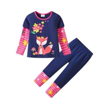 Imagem de Conjunto De Roupas Infantis Para Meninas Com Estampa De Esquilo Em Alg