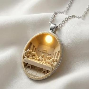 Imagem de Colar com pingente Samaritan Woman At The Well, joia cristã religiosa para mulheres, corrente ajustável com detalhes de cristal, One size., Metal, Sem Pedra Preciosa