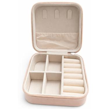 Imagem de Porta Joias Compacto para Viagens, Organizador de Bijuterias com Compartimentos, Design Portátil e Seguro