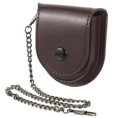 Imagem de Didiseaon Bolsa de relógio estilo retrô bolsa de armazenamento de relógio de bolso para homens, capa com suporte de poliuretano, bolsa vintage para cinto de bolso