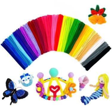 Imagem de Bundooraking 300 peças de limpadores de cachimbo para artesanato – hastes de chenille de 30 cm em 20 cores, materiais de arte e artesanato para projetos de bricolage, decorações e artesanato criativo