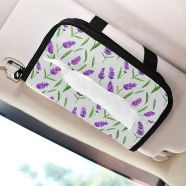 Imagem de SEHANY Porta-lenços de papel de carro lavanda roxa, caixa de lenços para carro, viseira solar, porta-guardanapos retangular, dispensador de máscara de carro, caixa de lenços de papel para automóvel