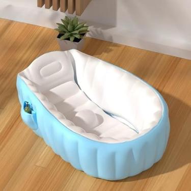 Imagem de Banheira Inflável Dobrável Portátil em PVC Piscina de Brinquedo Compacta para Casa Praia Quintal(Azul)