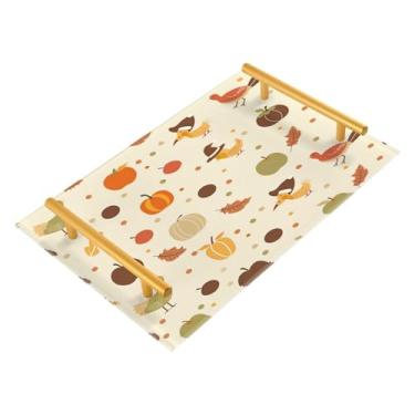 Imagem de xigua Bandeja de banheiro de abóboras de outono com alças bandeja de servir antiderrapante para mesa de centro, organizador de bancada de cabeceira bandeja de decoração de acrílico para decoração de