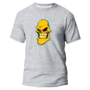 Imagem de Camiseta Algodão Premium Estampa Digital Caveira Amarelo DTF - Pavesi,