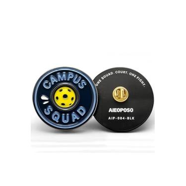 Imagem de AIEOPOSO Crachá de metal Pickleball do esquadrão do campus – Identidade do time colecionável para equipes, clubes e jogadores de pickleball do campus | Broche de pickleball para mochila, bolsa de remo