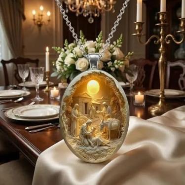 Imagem de Colar com pingente Samaritan Woman At The Well, joia cristã religiosa para mulheres, corrente ajustável com detalhes de cristal, One size., Metal, Sem Pedra Preciosa