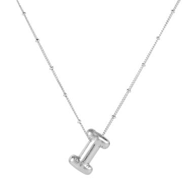 Imagem de Colar com letras, balão banhado a prata, personalizado, com pingente de alfabeto, colar inicial, joia de presente para mulheres (I)