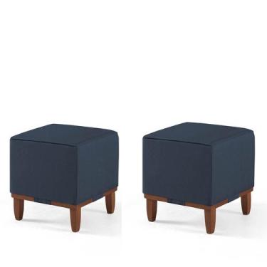 Imagem de Conj. 02 Pufe Banqueta Quadrado Rodapé Madeira Oxford 40 - Due Decor, 