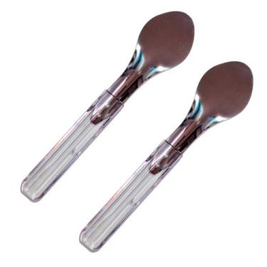 Imagem de KIT 2 ESPÁTULAS Para Sorvete Italiano, Açaí INOX 28 cm Cabo TRANSPAREN