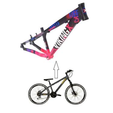 Imagem de Bicicleta Aro 26 Vikingx Tuff Rosa com Azul X25 21v Alumínio Freeride Freio a Disco Aros Vmaxx Pretos