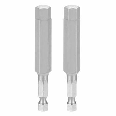 Imagem de HARFINGTON 2 peças chave sextavada broca 3/20.3 cm SAE 1/10.2 cm haste sextavada 3" (75 mm) comprimento S2 aço chaves de impacto magnéticas grau industrial, chave de fenda elétrica hexagonal, cinza