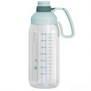 Imagem de Garrafa de água 1800mL com marcador e canudo Grande capacidade Leve à prova vazamento alça para caminhada Viagem Esportes Academia Condicionamento físico High-Tritan PP Great