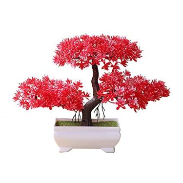 Imagem de SLGGPJBU Plantas artificiais, plantas artificiais, decoração de casa, bonsai, vaso de árvore, enfeite de vaso de flores falsas para decoração de quarto, jardim, plantas artificiais de interior